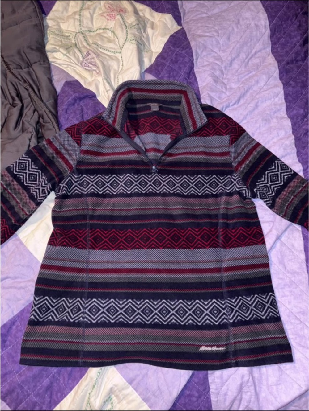 Eddie Bauer multi colored fleece zip